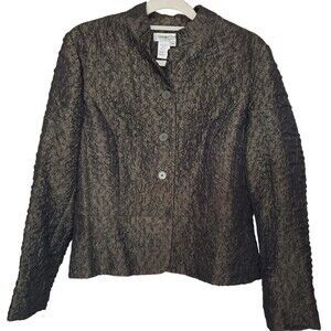 Coldwater Creek Dark Green Crinkle Fabric Jacket Blazer - Size Medium